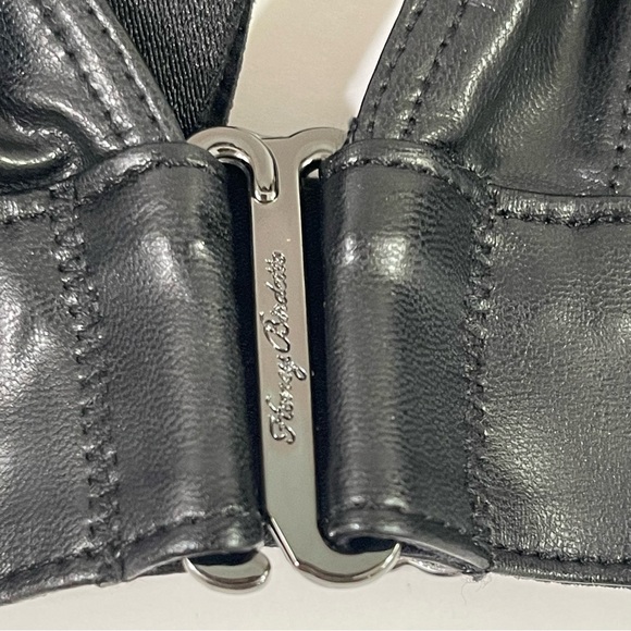 Honey Birdette Bundle Faux Leather Studded Black Bra, Garter Belt with Satin Bag - Picture 9 of 16